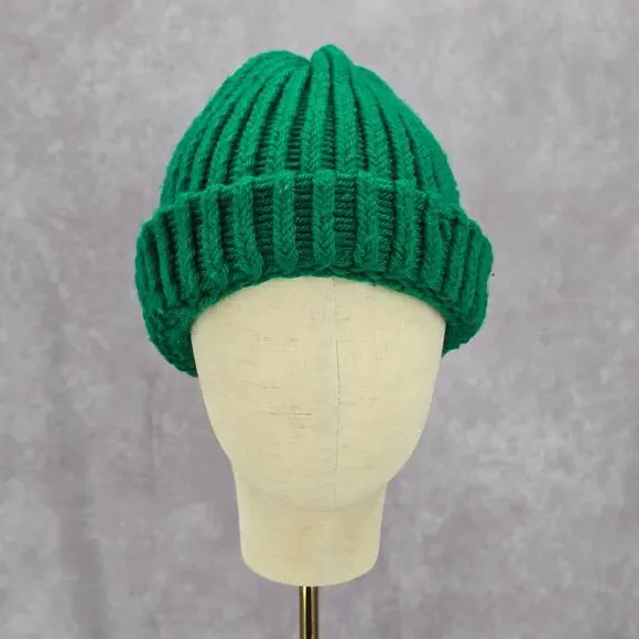 Green Crochet Knit Bucket Cap Hat Fun Vintage Y2K Funky‎ Beanie - Picture 2 of 4